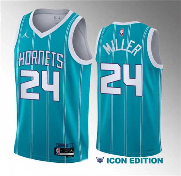 Mens Charlotte Hornets #24 Brandon Miller Teal 2023 Draft Icon Edition Stitched Basketball Jersey->charlotte hornets->NBA Jersey